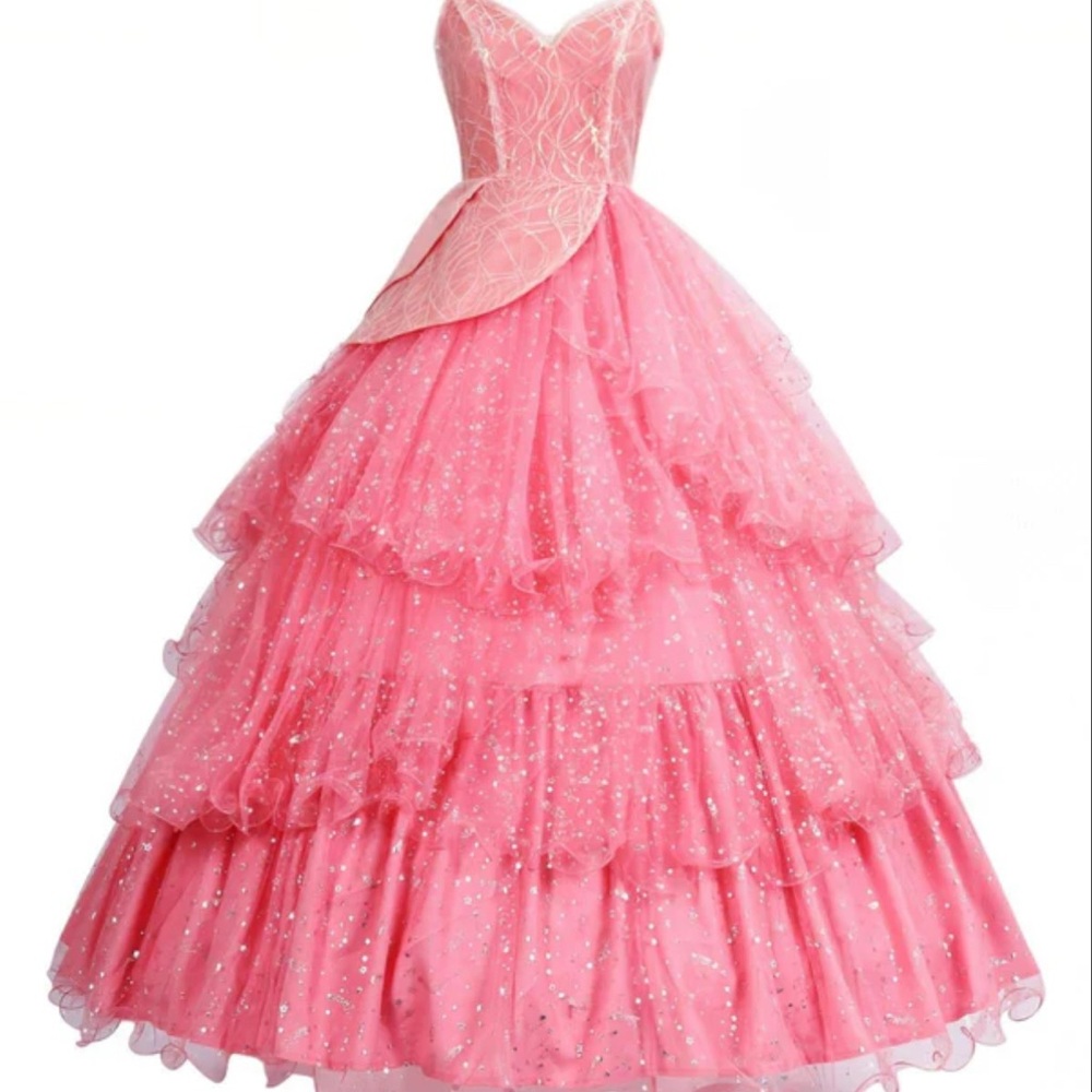 Elegant Pink Layered Evening Gown size M